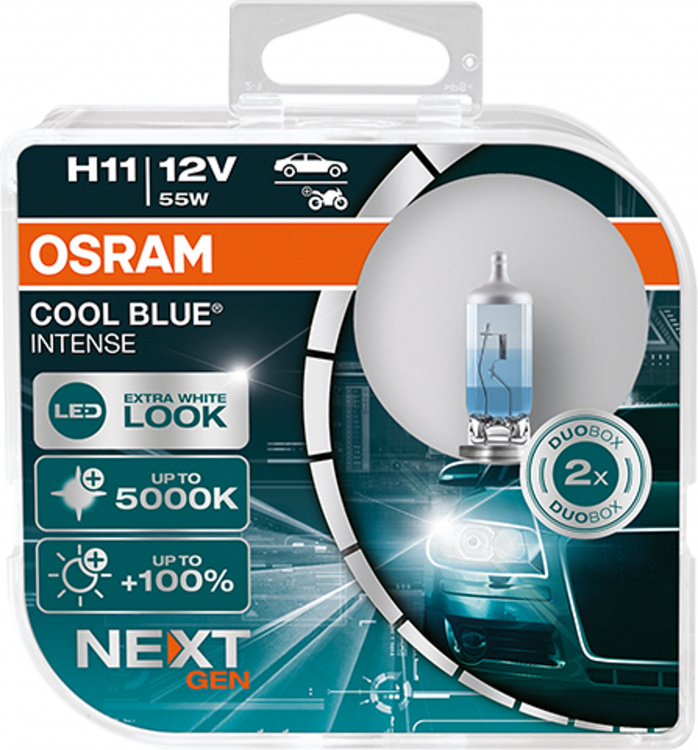 OSRAM H11 12V 55W Cool Blue INTENSE NextGeneration 5000K +100% Set - 2 Stück